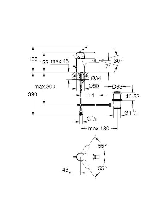 Grohe Μπαταρία Μπιντέ Inox