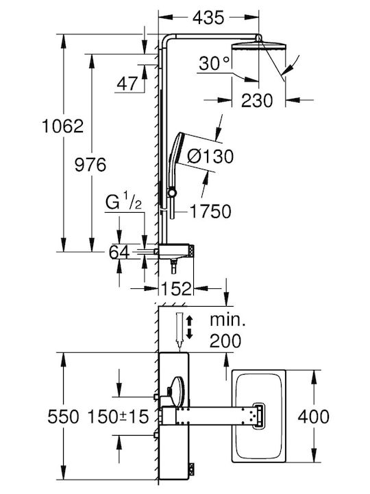 Grohe Shower Column without Mixer Copper