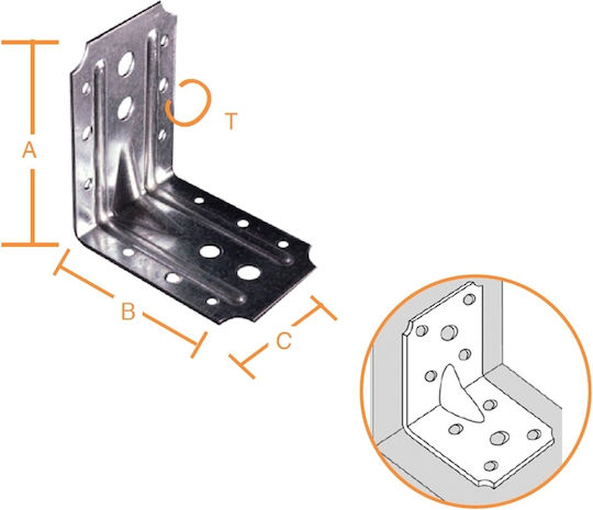 Vormann Galvanized Shelf Bracket In Silver Colour 90x90mm 570207.0019