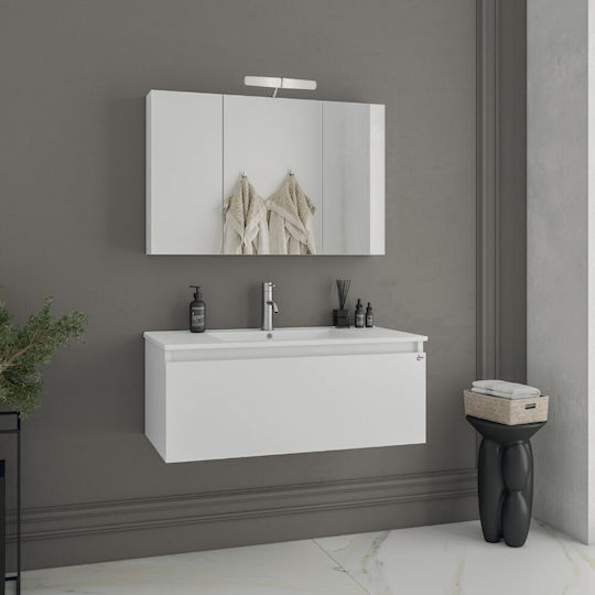 Drop Liberty 100 Waschtisch mit Waschbecken L100xB45xH35cm White Gloss