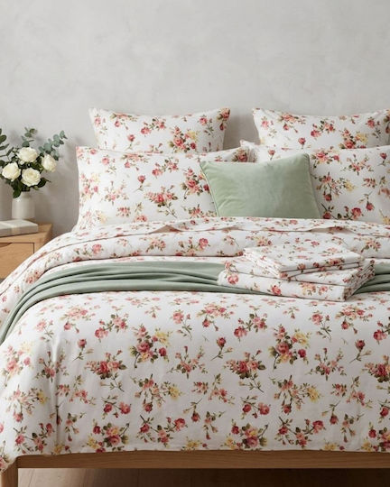 Olia Home Παπλωματοθήκη Βαμβακερή Υπέρδιπλη 220x240 Floral