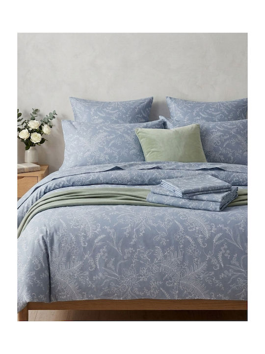 Olia Home Bettbezug Baumwolle Einzelbett 160x240 Dusty Blue