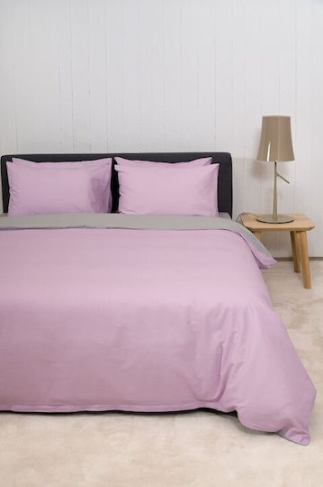 Viokarpet Duvet Cover Home View Lilac Lt Grey Set Single 165x245 Cm