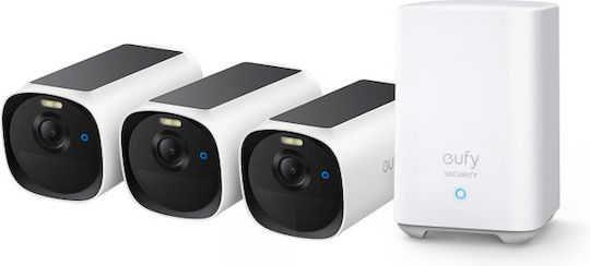 Eufy Surveillance System 3 Wireless IP Cameras 4MP with Control Hub & Hard Drive