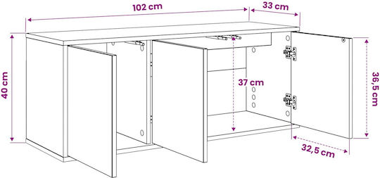 Dulap Suspendat Din Stejar Negru 102x33x40cm