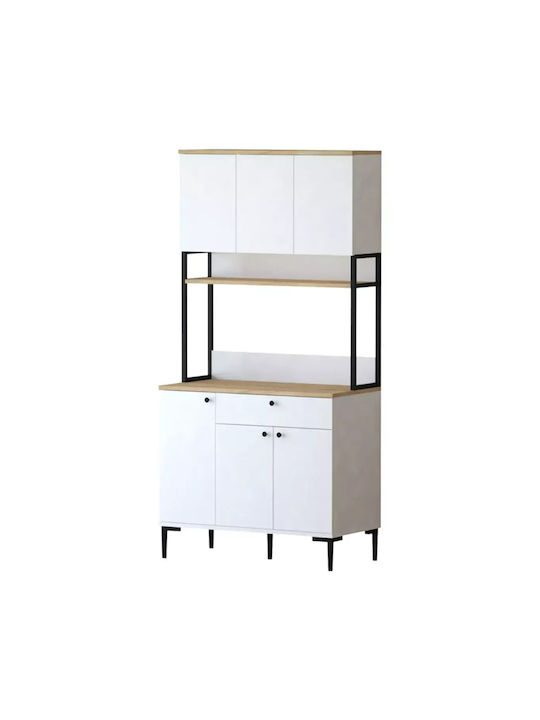 Lenner Στήλη Κουζίνας Λευκό-sonoma 90x45x184εκ.
