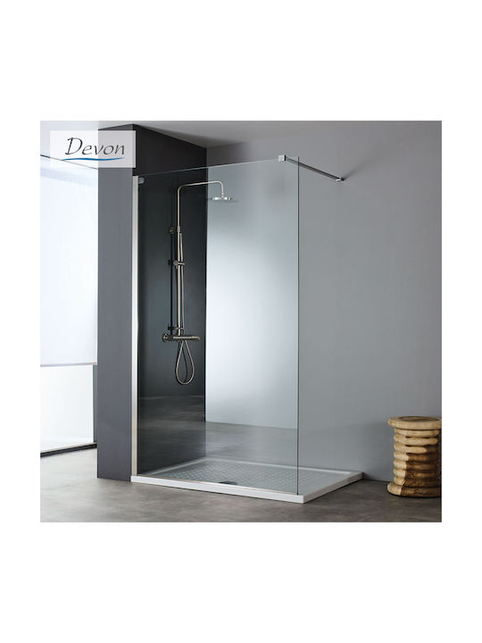 Devon Iwis Walk-in Fixed Side for Shower 36-38x200cm Clear Glass Inox