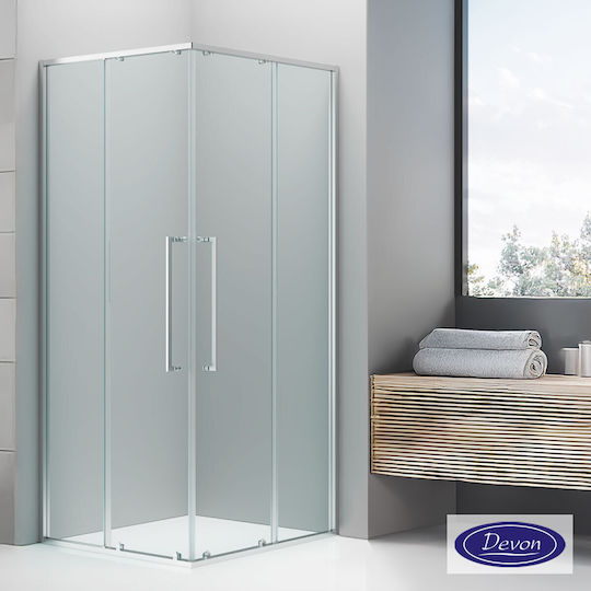 Devon Elli Corner Entry Душ Кабина с Плъзгаща се Врата 110x70x200cm Chrome