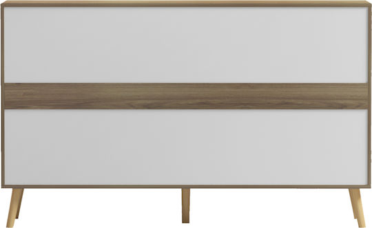 Sideboard Faestro Holz mit Schubladen Naturholz 140x40x85cm