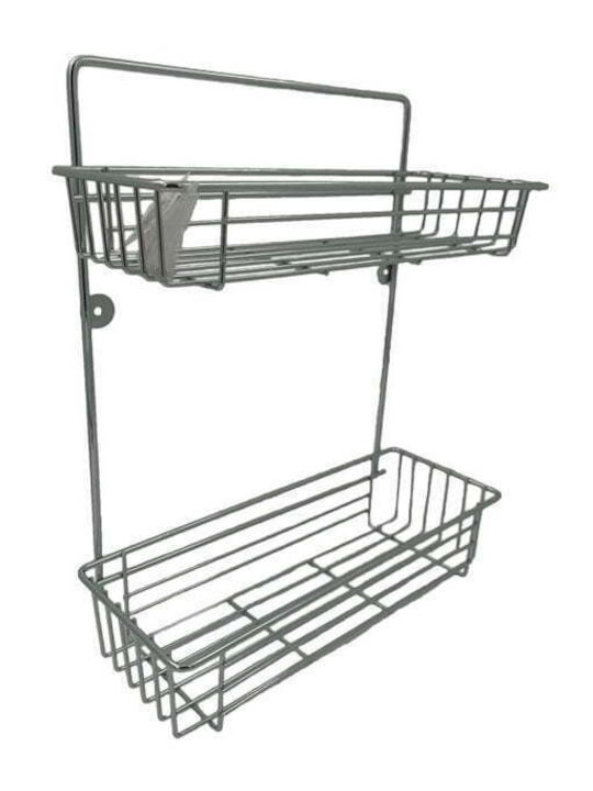 Sidirela Wall Mounted Bathroom Shelf Metallic 28x14.5x37cm Silver