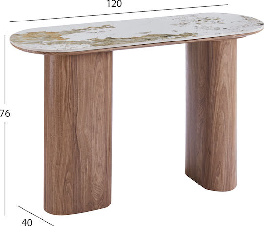 Marblex Κονσόλα από Ξύλο & Μάρμαρο Κεραμικο HM18446 Μ120xΠ40xΥ76εκ.