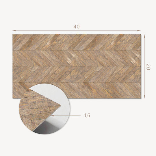 Vinyl Tile Sticker Pack Herringbone Design 10x40x20 cm