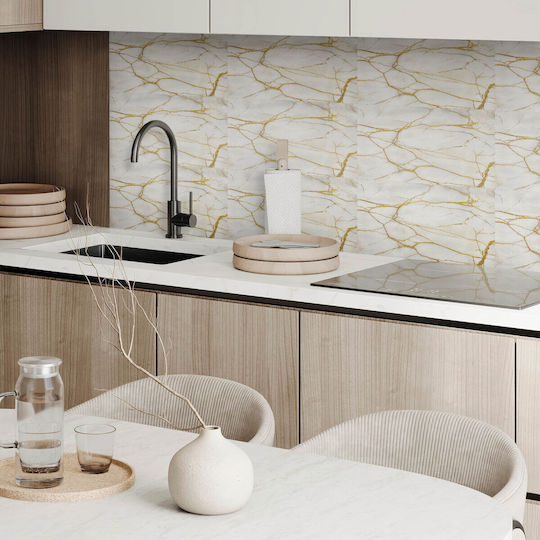 Vinyl Tile Stickers Bathroom Elegant Marble Veins 10x40x20 Pieces