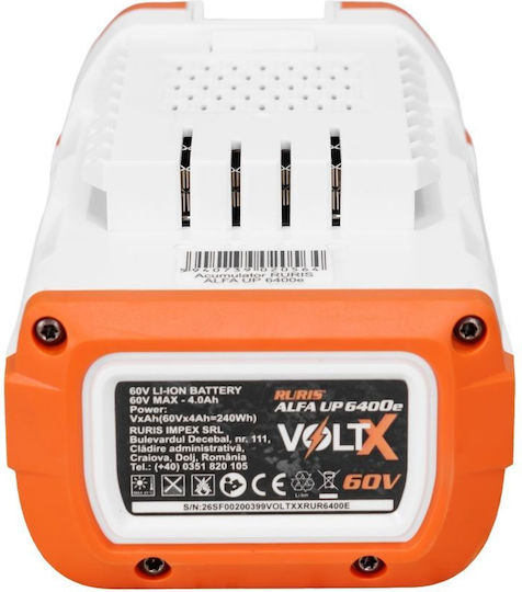 Ruris Alfa Up 6400e Voltx Battery 60v 4ah 240wh 21700 Cells Digital Percentage Display