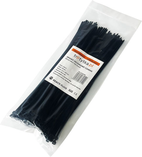 Tretytka Πλαστικά Δεματικά Καλωδίων 200mmx2.5mm σε Μαύρο χρώμα (100τμχ)