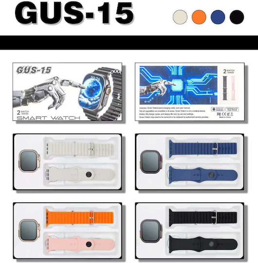 GUS-15 Smartwatch with Heart Rate Monitor Black