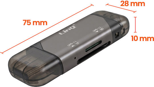Linq Kartenleser SD microSD Hochgeschwindigkeits USB-C USB-A 5 Gbps Graue