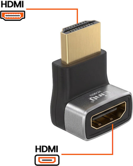 Linq Video Konverter HDMI Zu HDMI 90° Geknickt 8K Ultra HD Auflösung Graue