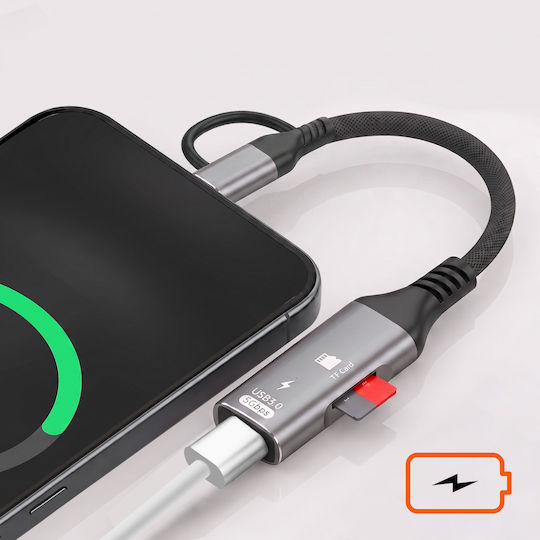 Linq Адаптер USB-C Lightning към USB 3.0 5Gbps Четец за Micro SD Сив