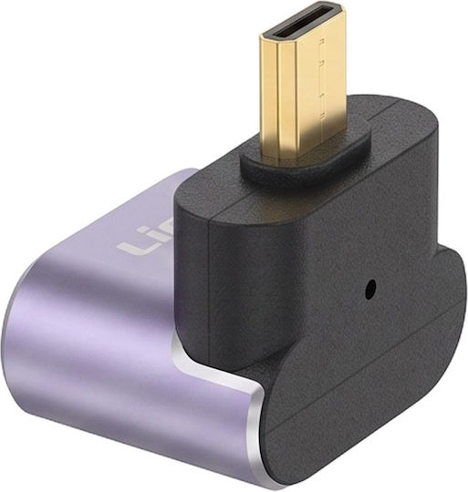 Linq Mini Video Adapter Micro-hdmi Male To Hdmi 2.1 Female Angled 8k Purple
