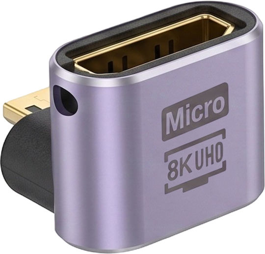 Linq Mini Video Adapter Micro-hdmi Male To Hdmi 2.1 Female Angled 8k Purple