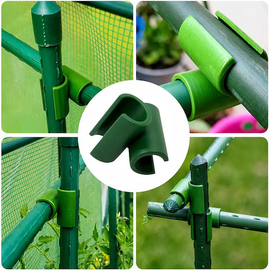 Set 10 Conectori Araci De Grădină Zola Structuri De Plante Tip Cruce 90° Suporturi 11 Mm Reutilizabile Verzi