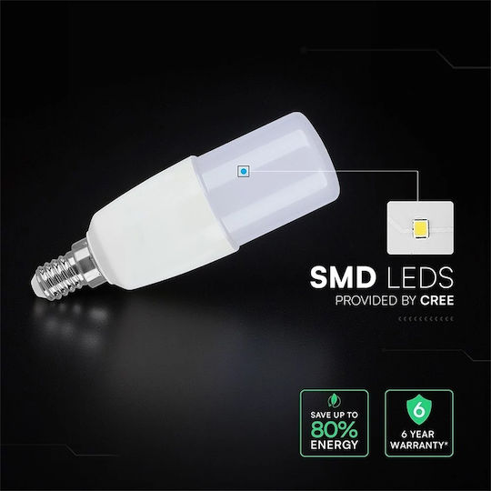 V-TAC Lampă LED 7.5W 100mm pentru Dulie E14 și Formă T37 Alb Cald 660lm