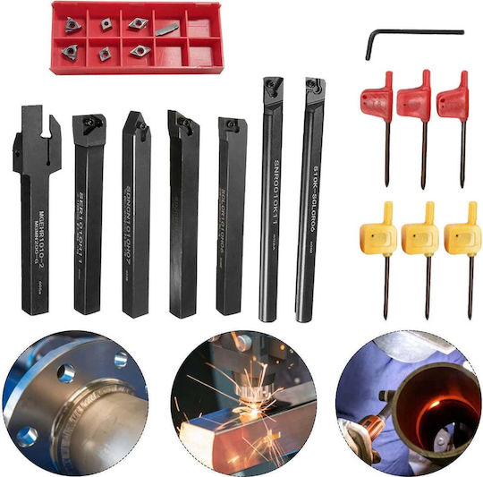 Satz Lathe Messer Abnehmbare Einsätze 7 Stück Drehwerkzeuge Bohrstange Hartmetall Einsatz Drehwerkzeuge 21 Stück