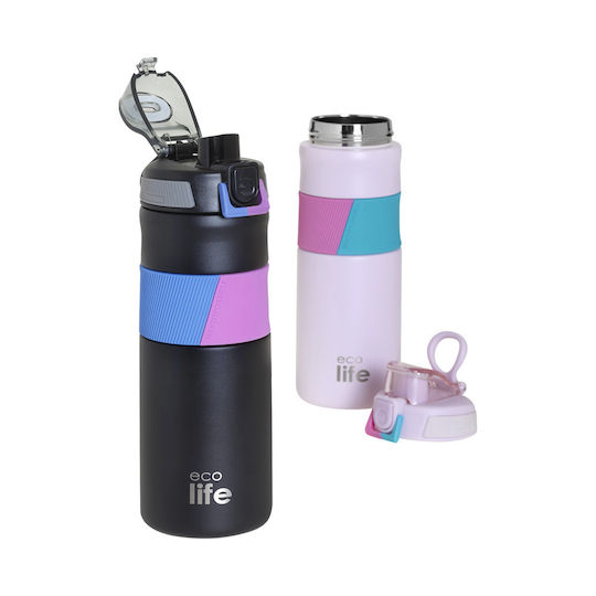 Ecolife Recyclable Thermos Stainless Steel BPA Free 500ml Black with Handle