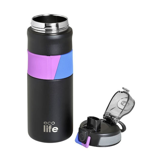 Ecolife Recyclable Thermos Stainless Steel BPA Free 500ml Black with Handle