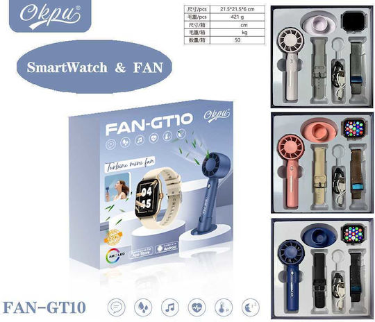 FAN-GT10 Cu Ventilator Portabil Fără Fir Smartwatch Diametru Carcasă 49mm Gri