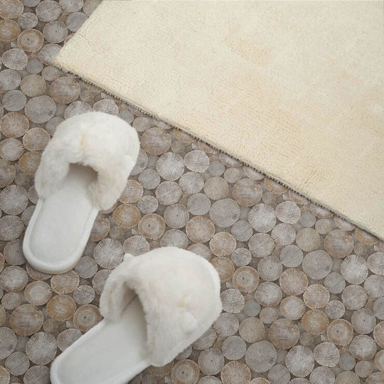 Ready To Apply Printed Vinyl Tiles Wooden Circle Pattern 6x60x30 Cm