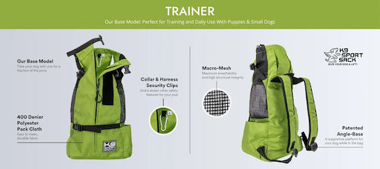K9 Sport Sack Σακίδιο Πλάτης για Μεταφορά Σκύλου Πράσινο