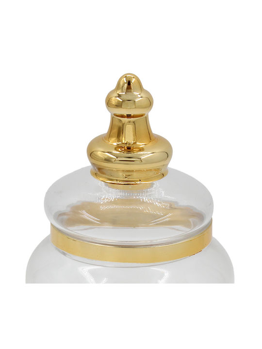 Keskor Glass Sweet Jar with Lid 12x12x20cm Gold