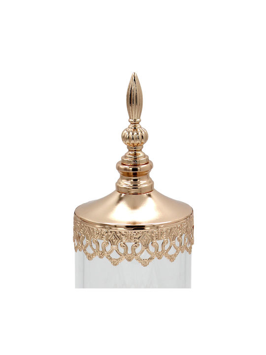 Keskor Glass Sweet Jar with Lid 11.5x11.5x37cm Gold