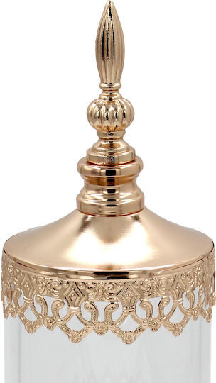 Keskor Φοντανιέρα Γυάλινη με Καπάκι 11.5x11.5x37cm Χρυσή