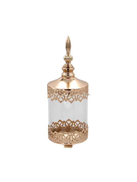 Keskor Glass Sweet Jar with Lid 11.5x11.5x44cm Gold