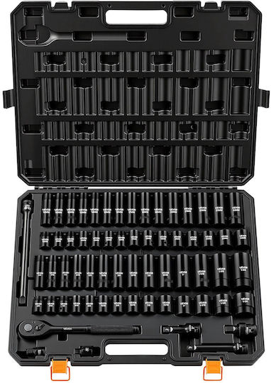 Vevor Ratchet with Sockets 1/2" & 3/8" 65 Pieces