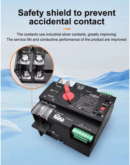 Two-Pole Changeover Rail Switch WiFi 230V 63A