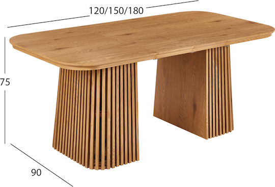 Verlo pentru sala de mese extensibilă natural 180+30x90x75cm Verlo pentru sala de mese extensibilă natural 180+30x90x75cm