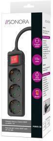 Sonora Power Strip 3 Sockets with Switch and Cable 1.5m