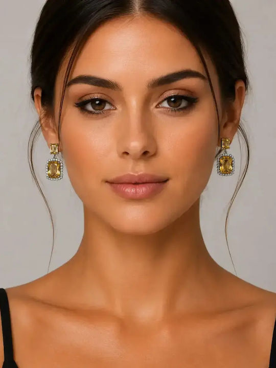 Kinzi Dangle Earrings Made of Steel with Stones Kinzi Dangle Earrings Made of Steel with Stones