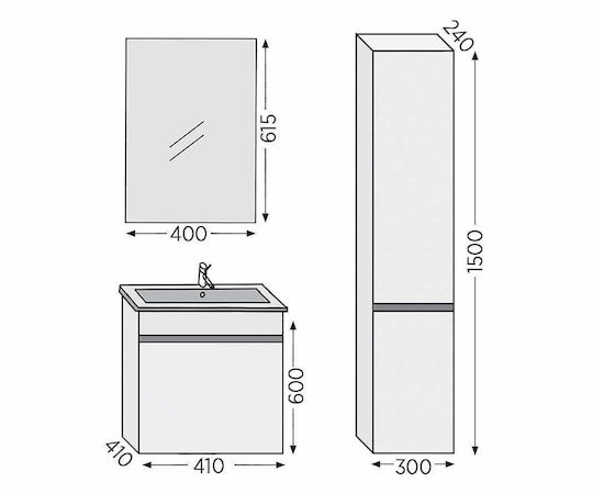 Furnibath Toledo 40 Пагонг Без Смесител с Огледало М41xД60xВ34см Орех