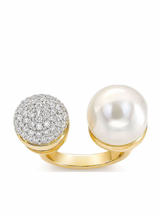 Rebecca Ring with Pearls & Zircon Gold Plated