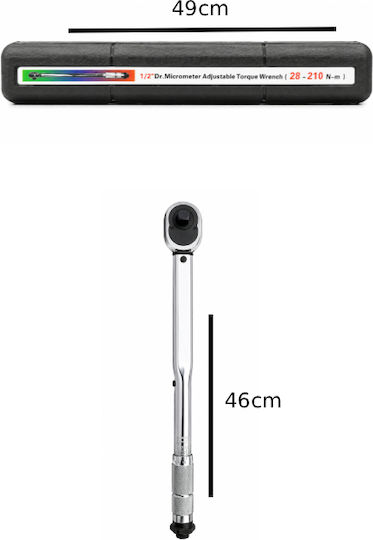 Torque Wrench Drive 1/2" Torque 210-210 Nm with Length 46cm