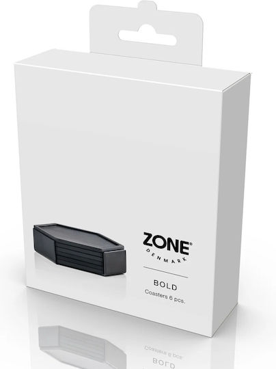 Zone Denmark Plastic Coaster with Stand Black 10x10cm 6 Pieces