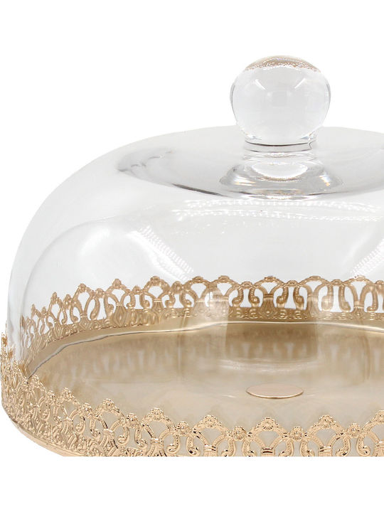 Keskor Glass Gold Cake Stand 28x28x28cm