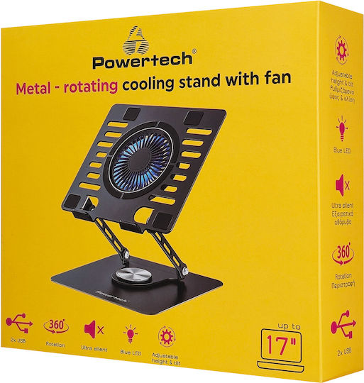 Powertech Laptop Stand for Laptop up to 17" with 1 Fan and Lighting PT-1630