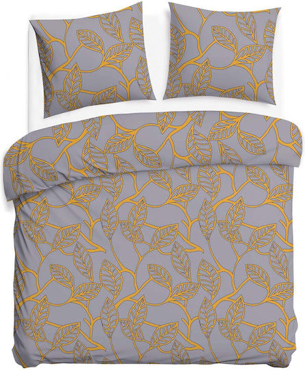 Darymex Cotton Duvet Cover Set 180x200cm Double With Grey Pillowcase