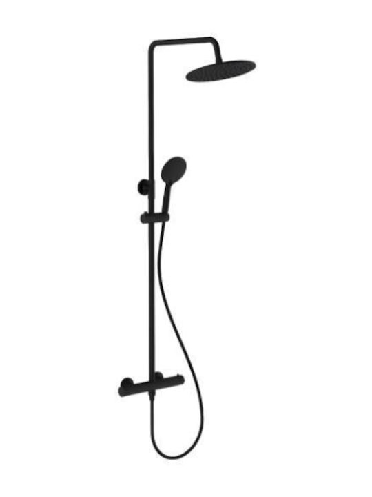 Clever Adjustable Shower Column with Bathtub Mixer Black Clever Adjustable Shower Column with Bathtub Mixer Black